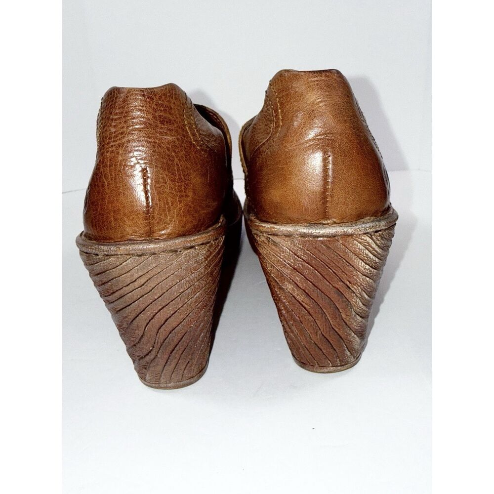 Born Chunky Platform Clogs Block Heels Studded Brown Leather Retro Y2K Western 9 - Picture 9 of 16